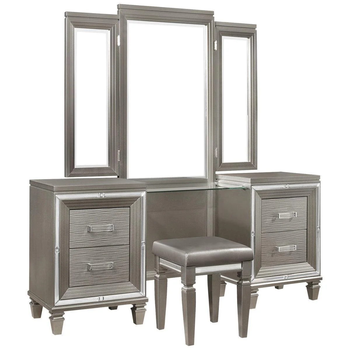 Tamsin Silver Gray Vanity Dresser With Mirror - Image 3
