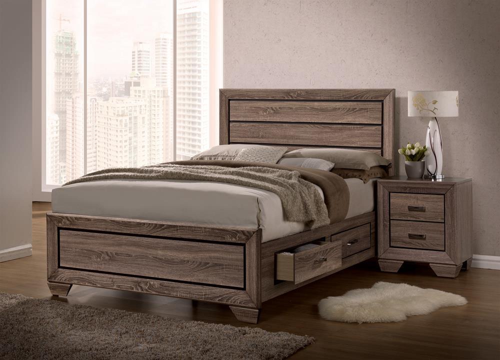 Kauffman King Storage Bed Washed Taupe - Image 1