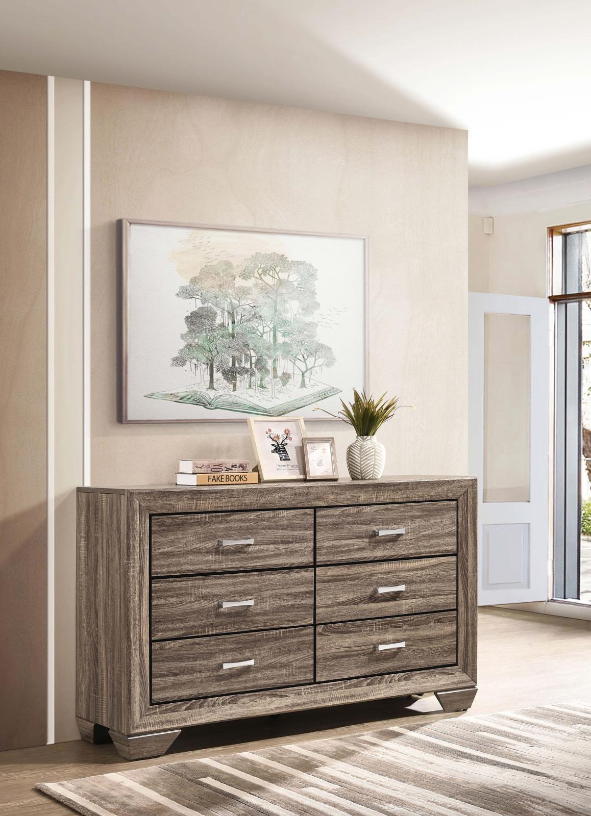 Kauffman 6 Drawer Dresser Washed Taupe - Image 1
