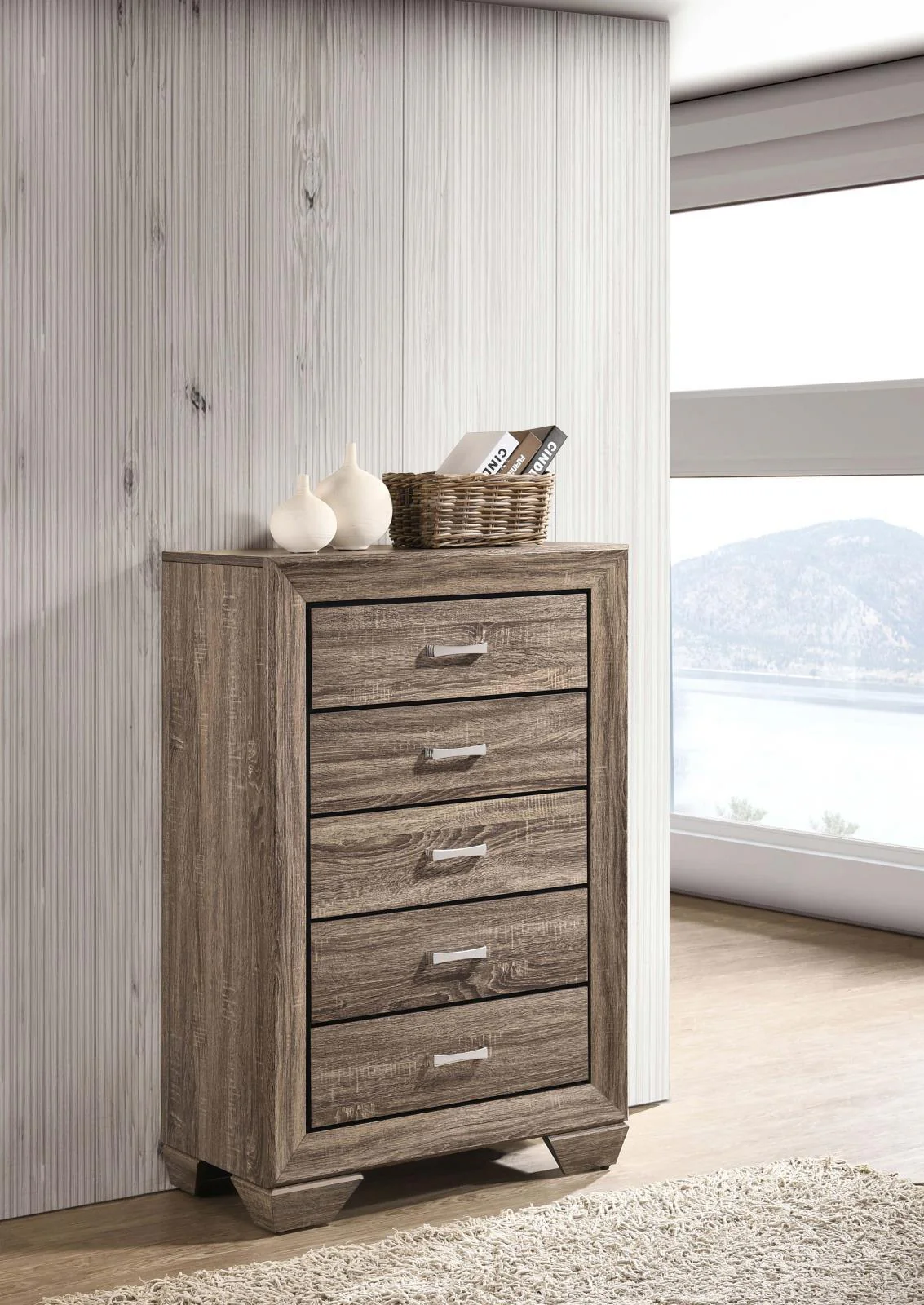 Kauffman 5 Drawer Chest Washed Taupe - Image 1