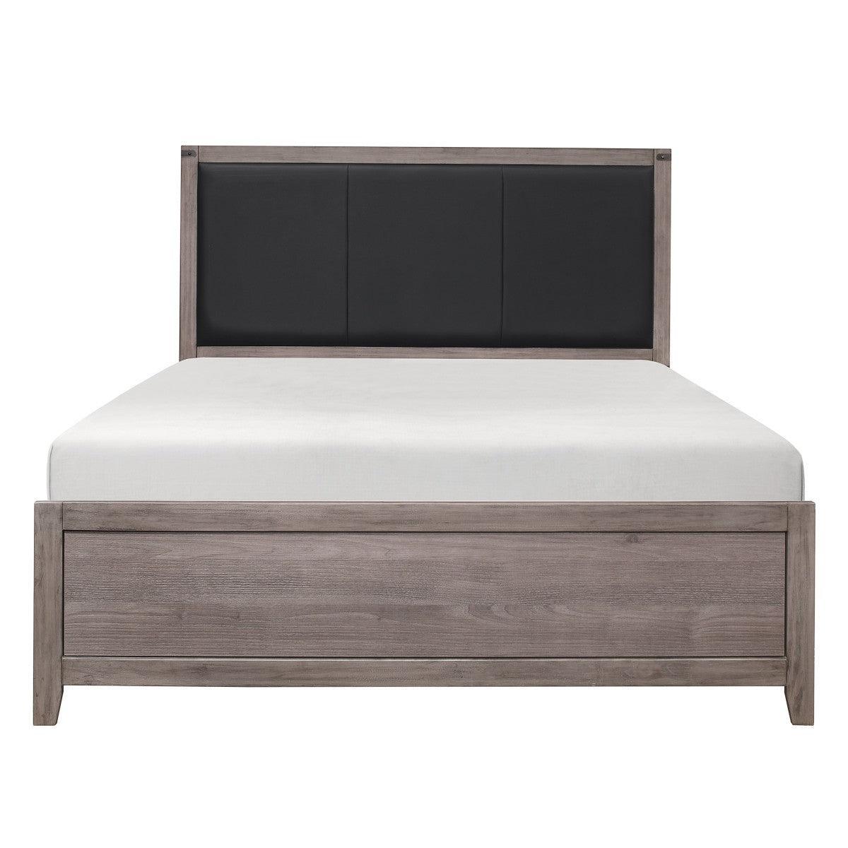 Woodrow Black Faux Leather Panel Queen Bed - Image 1