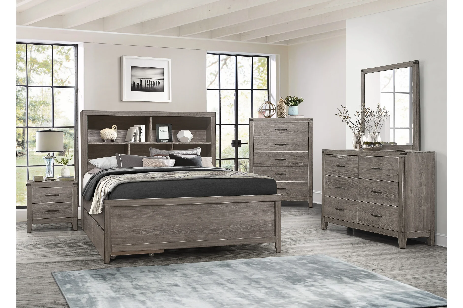 Woodrow Gray Bookcase Platform Bedroom Set - Image 2