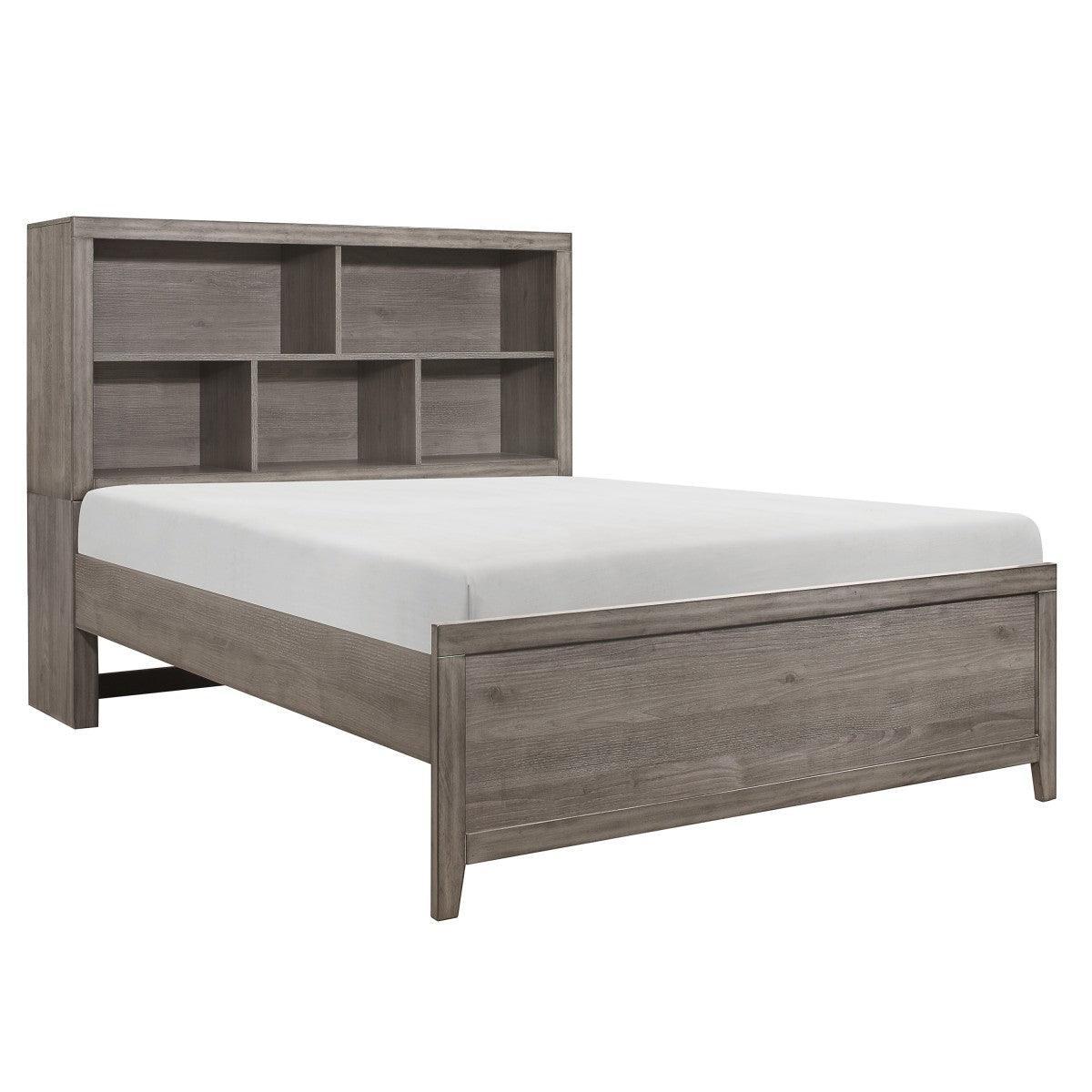 Woodrow Brown Gray Platform Bookcase Queen Bed - Image 2