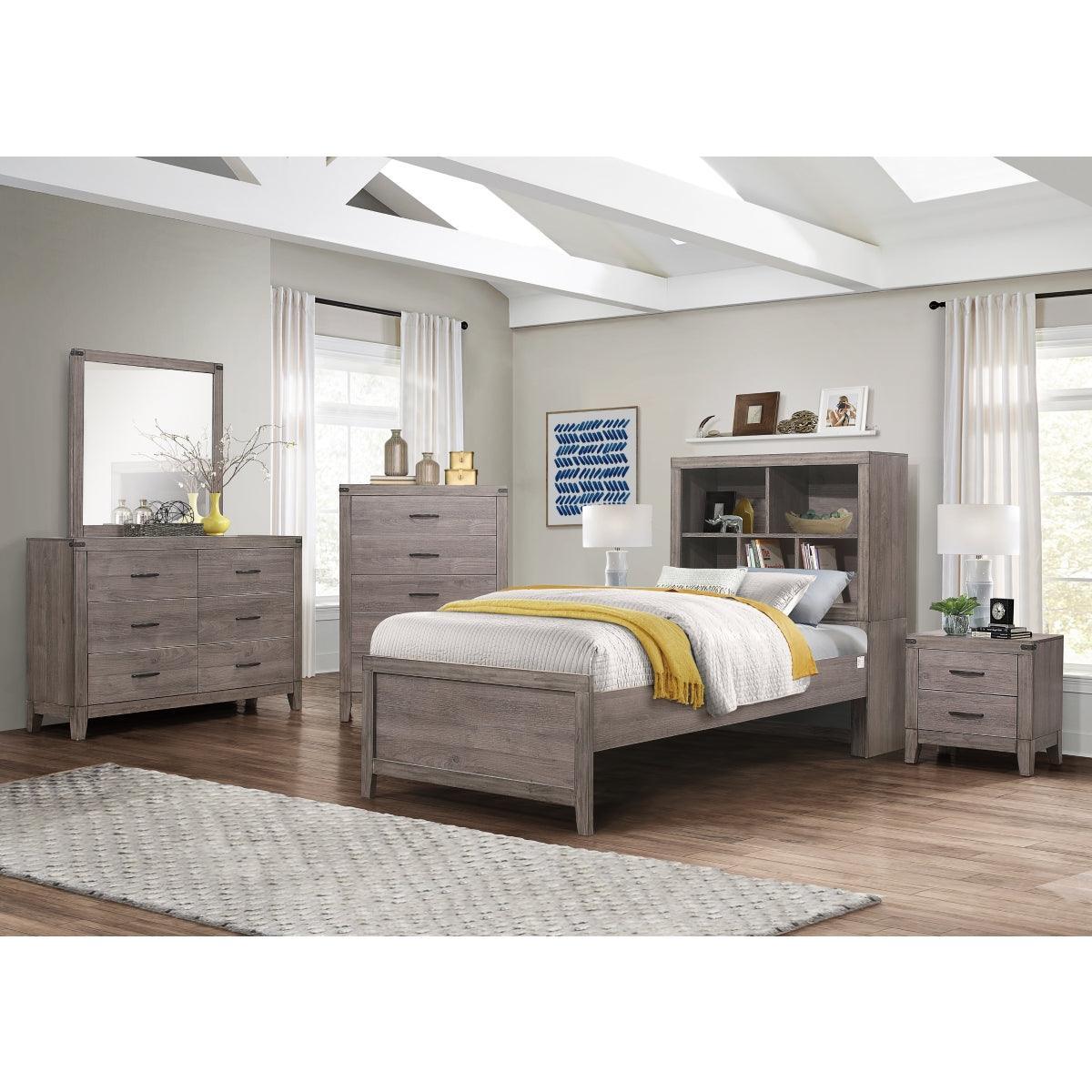 Woodrow Brown Gray Platform Twin Bed - Image 3