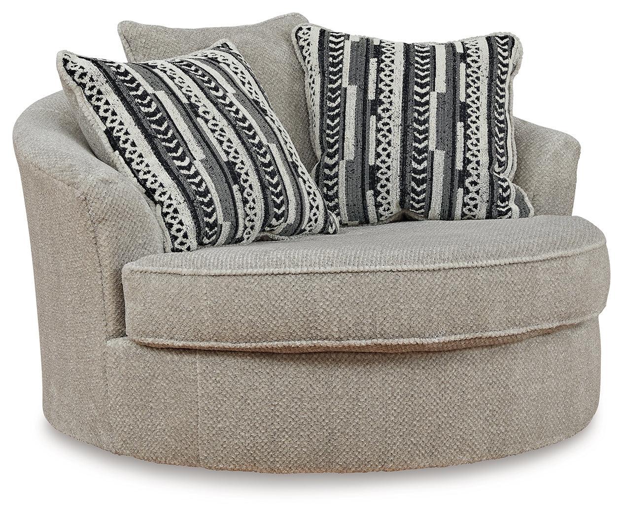 Calnita Sisal Velvet Oversized Swivel Accent Chair - Image 2