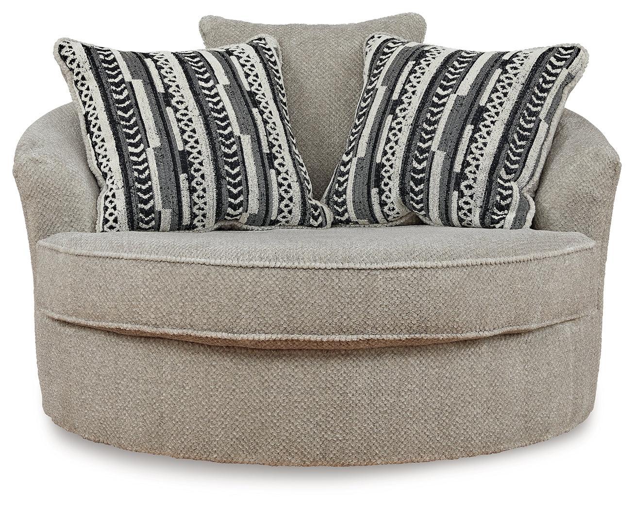 Calnita Sisal Velvet Oversized Swivel Accent Chair - Image 3