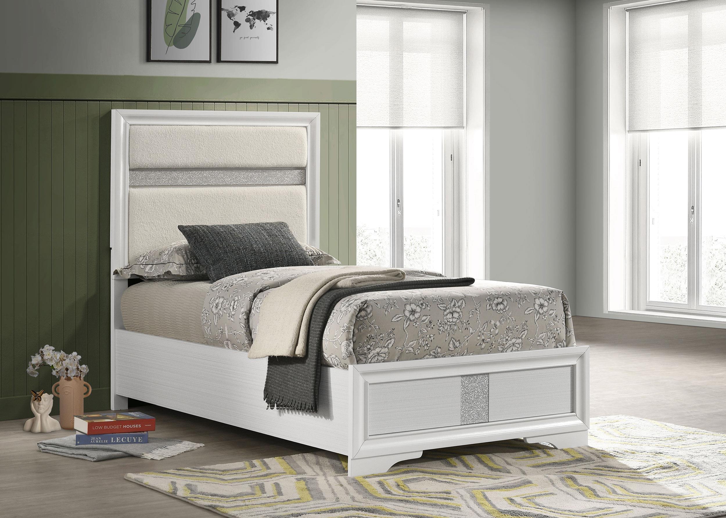 Miranda 54-inch Upholstered Twin Panel Bed White - Image 2