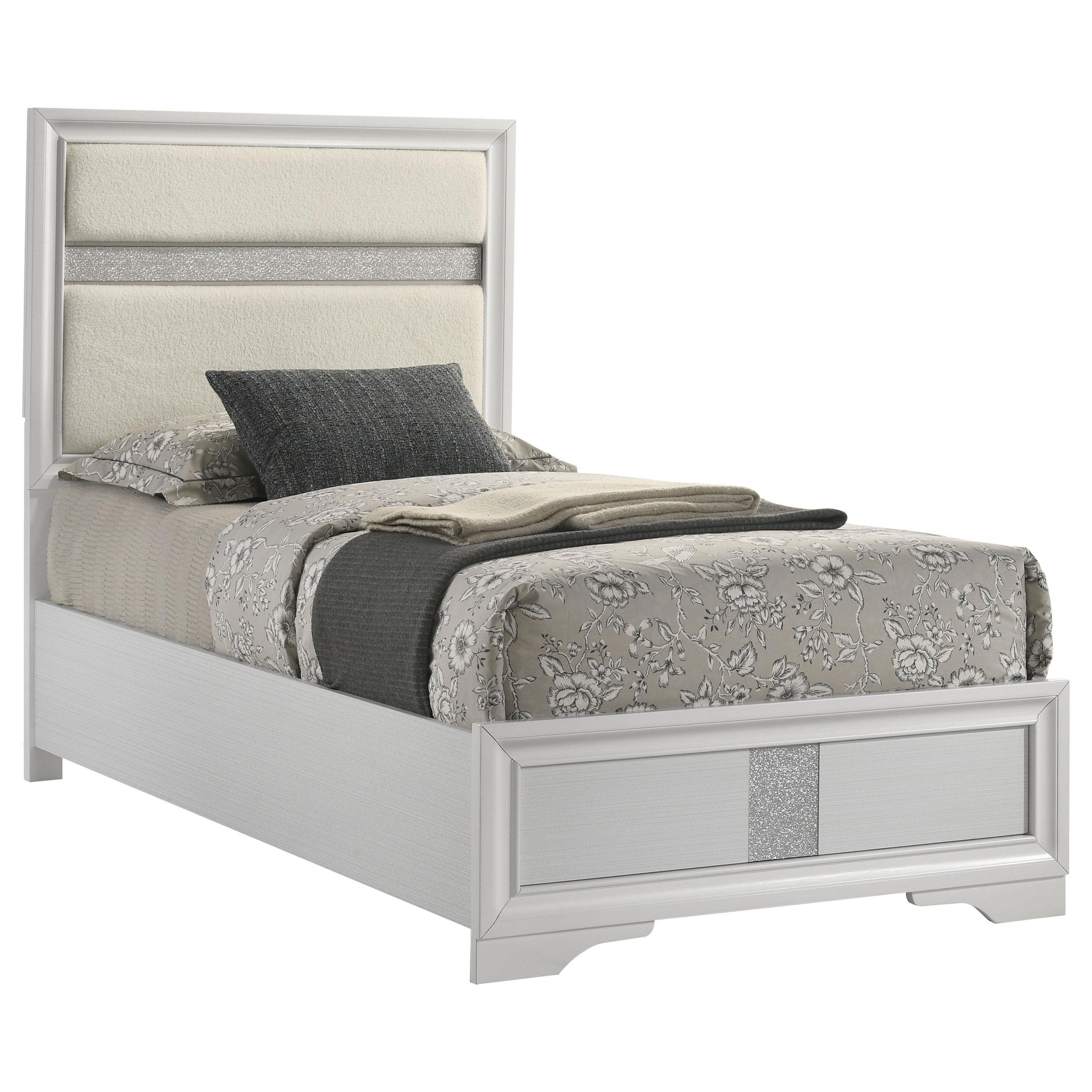 Miranda 54-inch Upholstered Twin Panel Bed White - Image 3