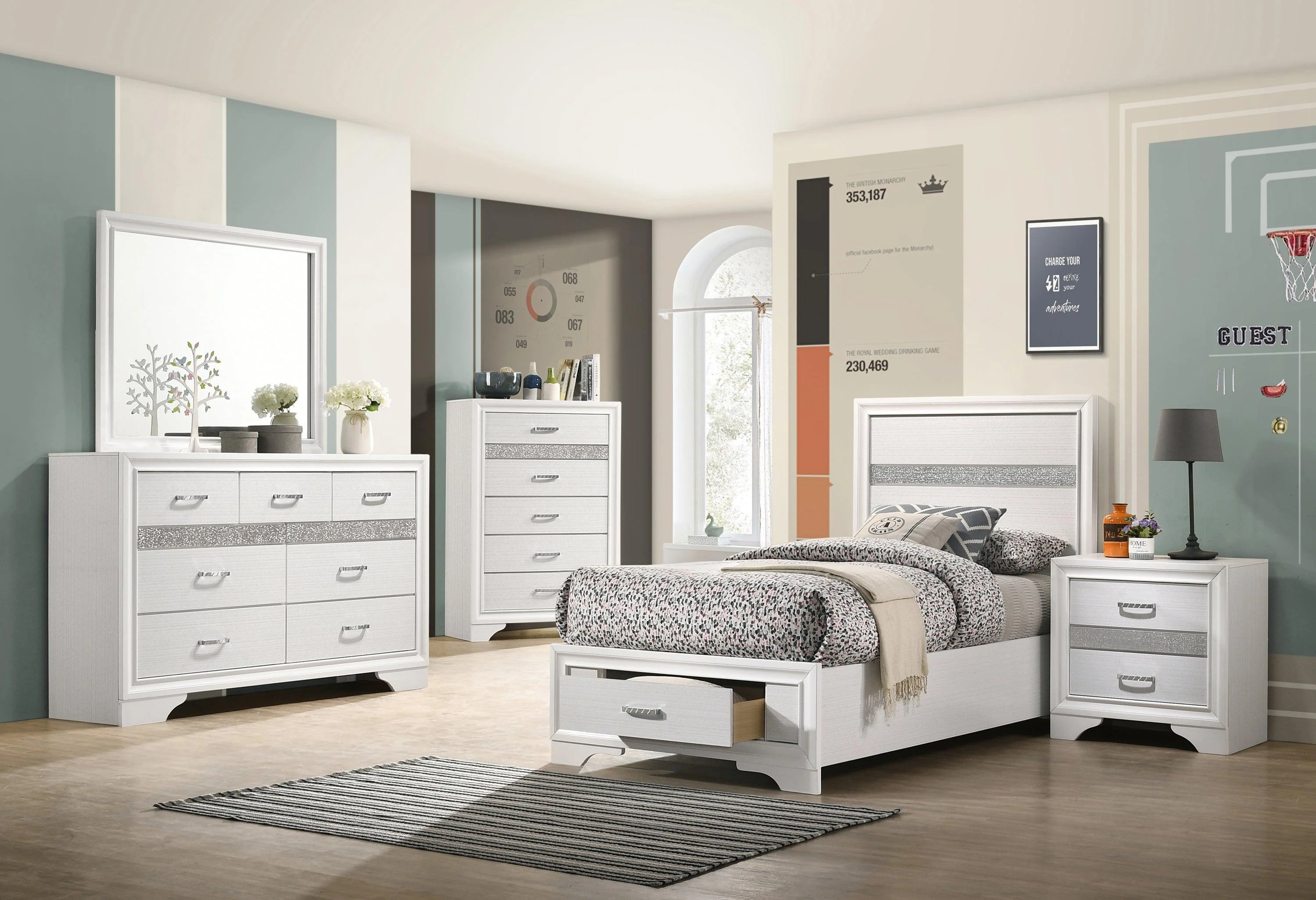 Miranda Twin Storage Bed White - Image 2