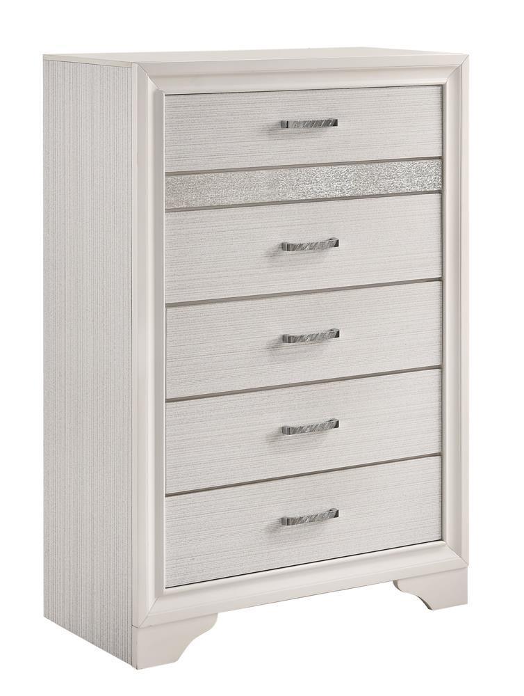 Miranda 5 Drawer Chest White Rhinestone - Image 2