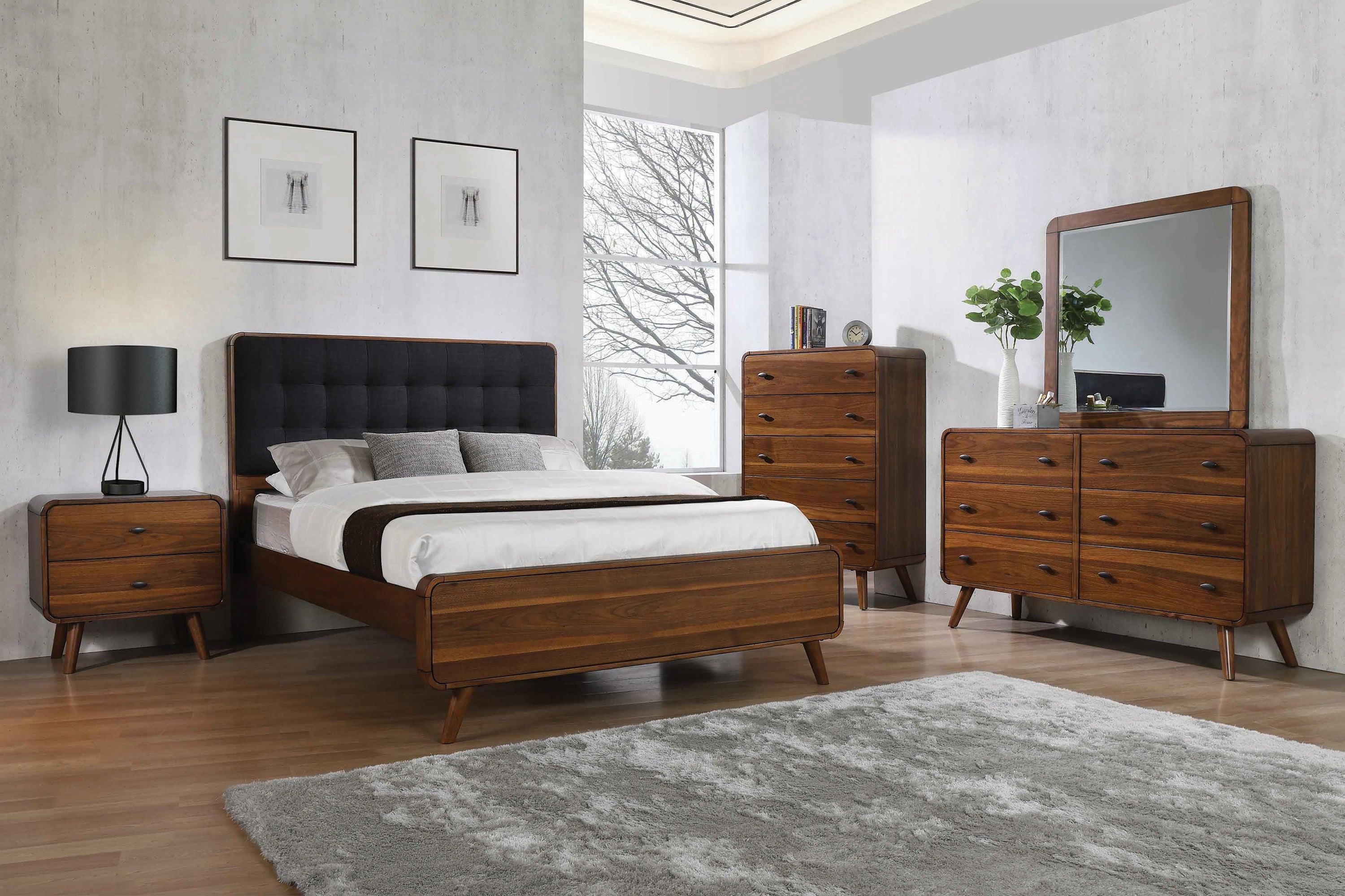Robyn Queen Bed With Upholstered Headboard Dark Walnut - Image 2