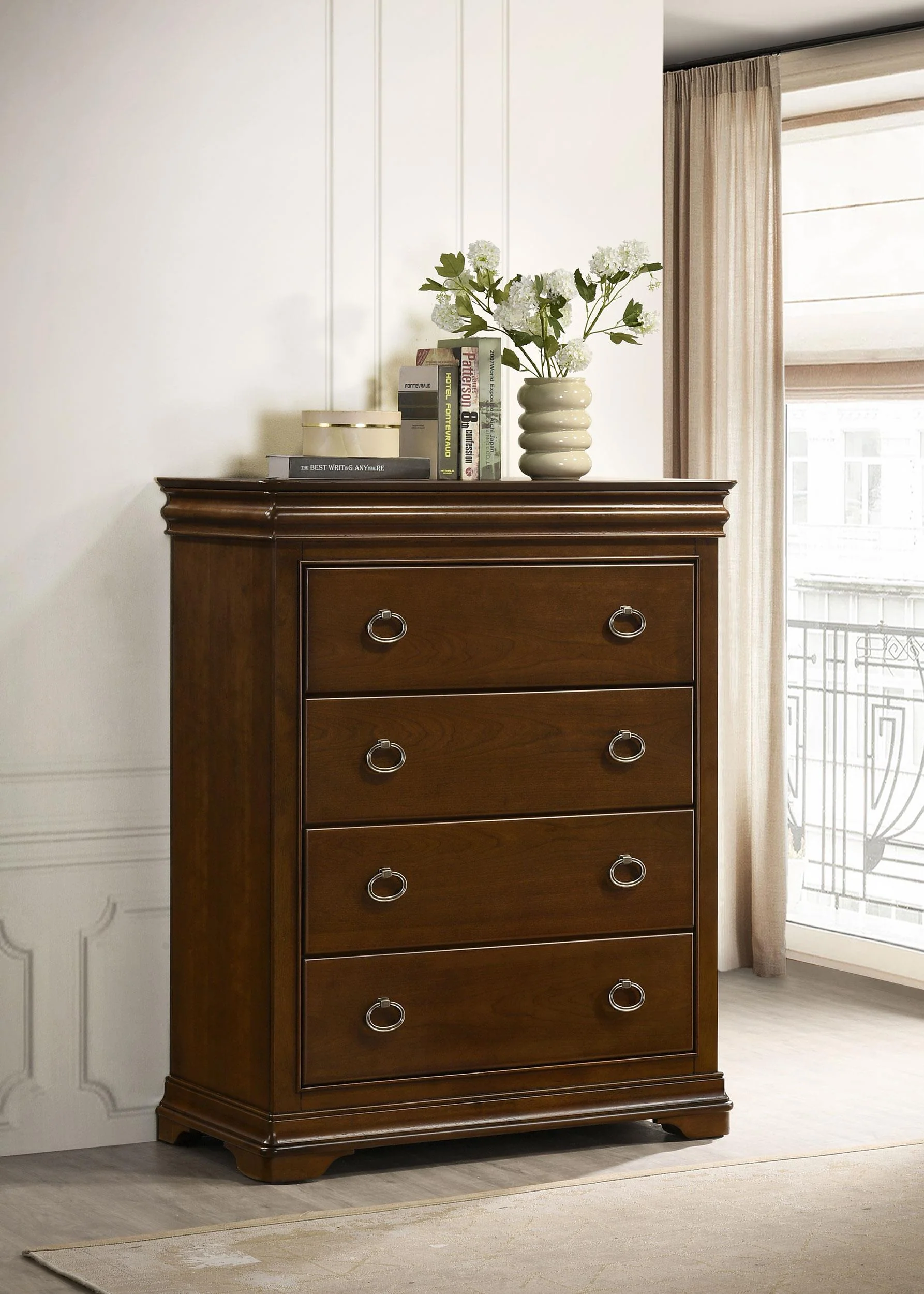 Garland 4-drawer Bedroom Chest of Drawers Brown Cherry - Image 2