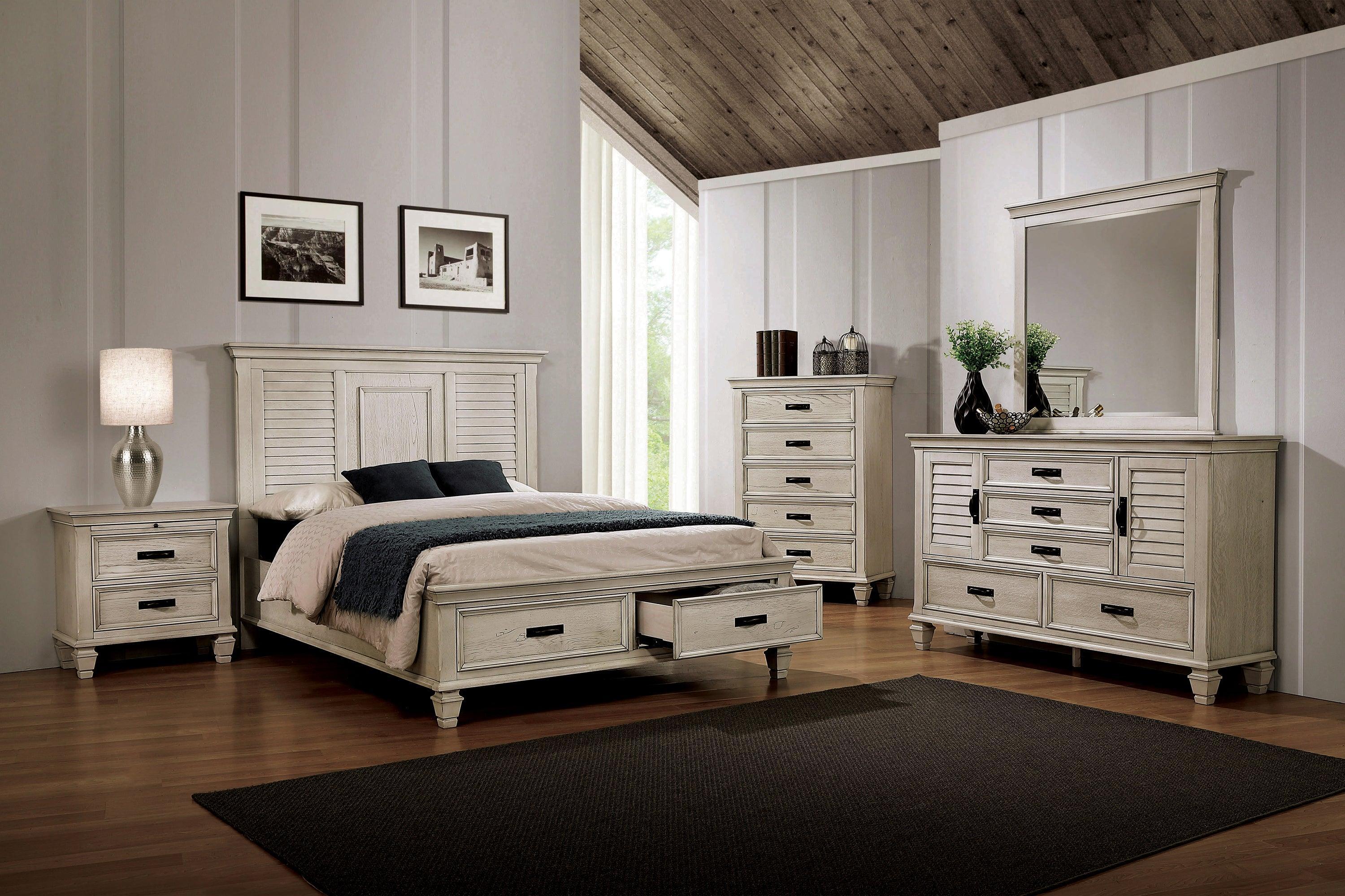 Franco Queen Storage Bed Antique White - Image 2