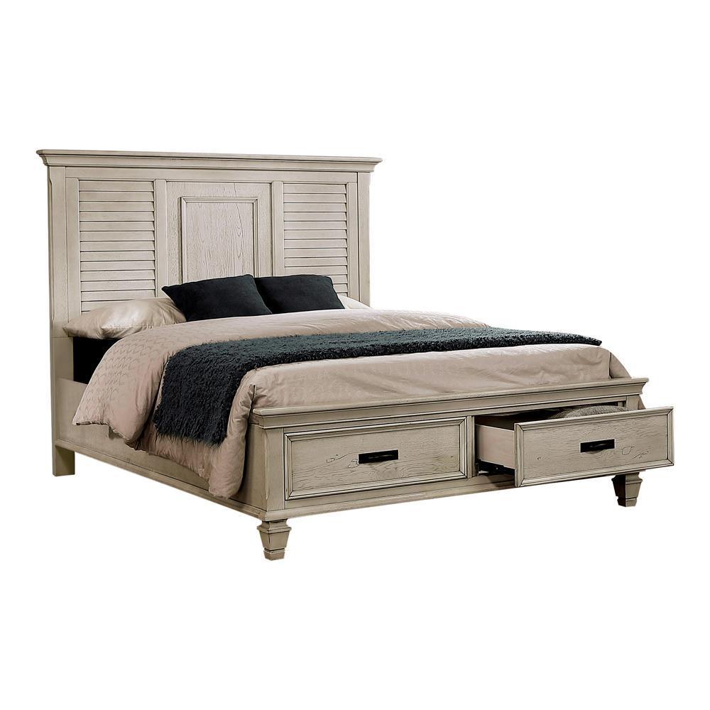 Franco Queen Storage Bed Antique White - Image 1