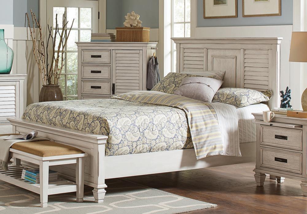 Franco King Panel Bed Antique White - Image 1
