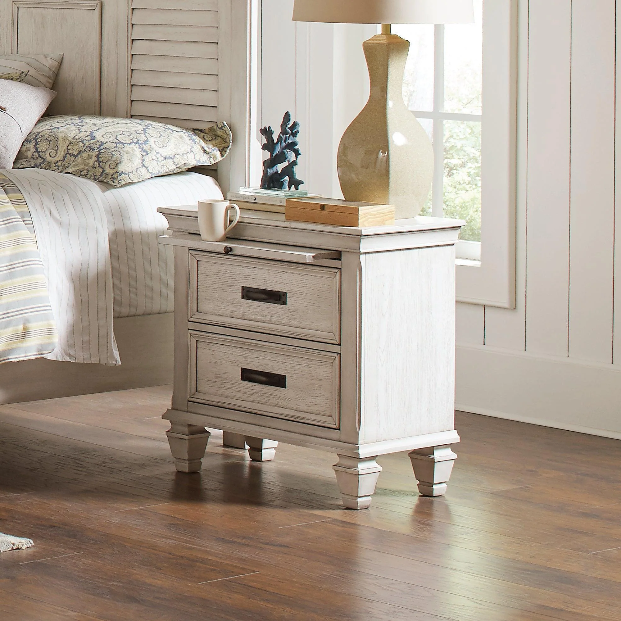 Franco 2 Drawer Nightstand Antique White - Image 1