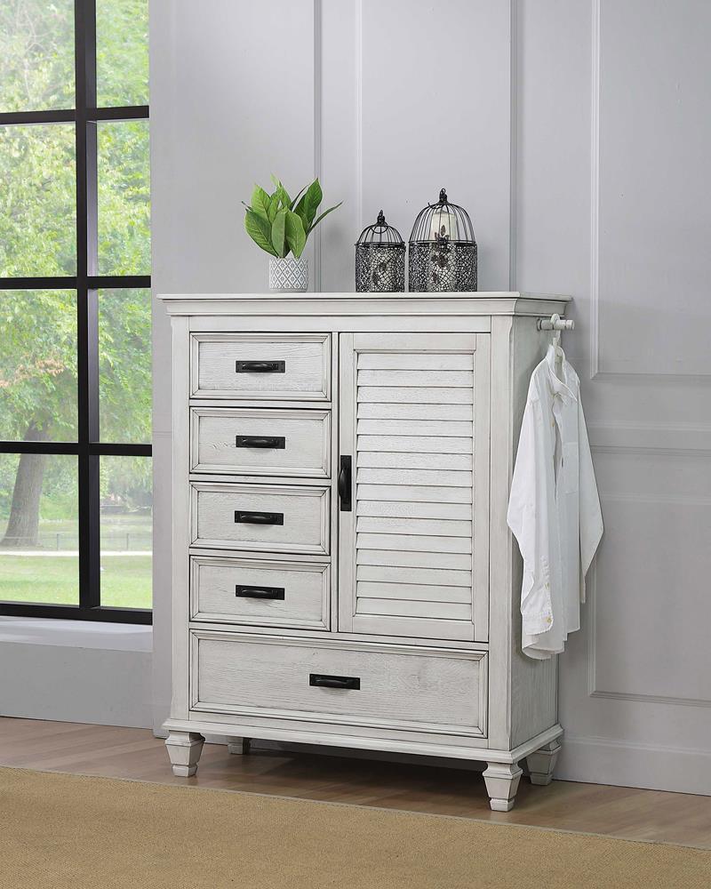 Franco 5 Drawer Door Chest Antique White - Image 1