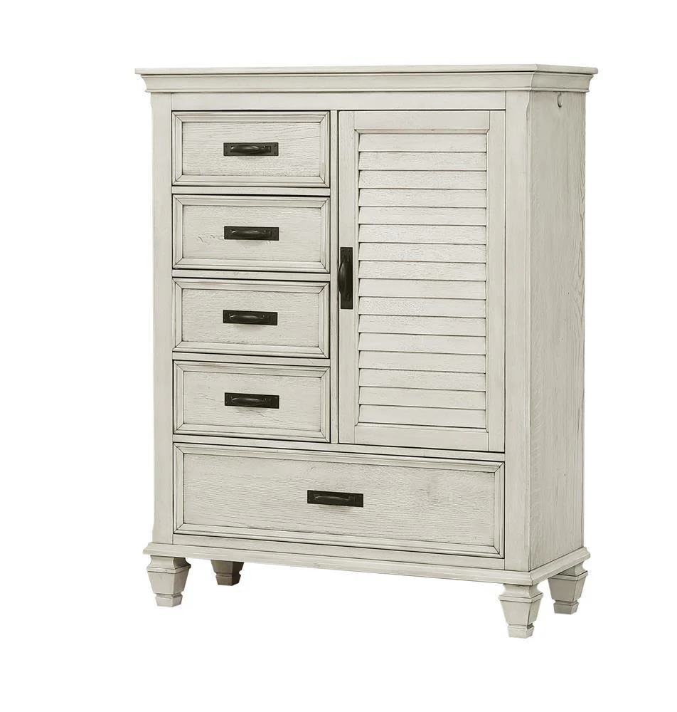 Franco 5 Drawer Door Chest Antique White - Image 2