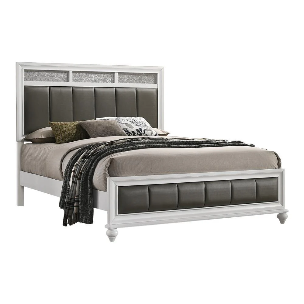 Barzini King Upholstered Panel Bed White - Image 1