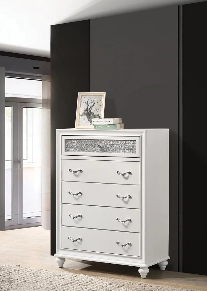 Barzini 5 Drawer Chest White - Image 1
