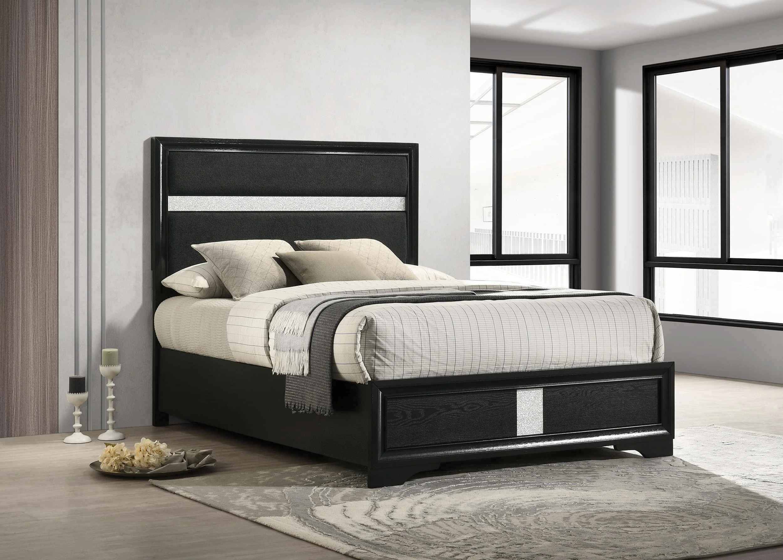 Miranda 54-inch Upholstered Full Panel Bed Black - Image 2