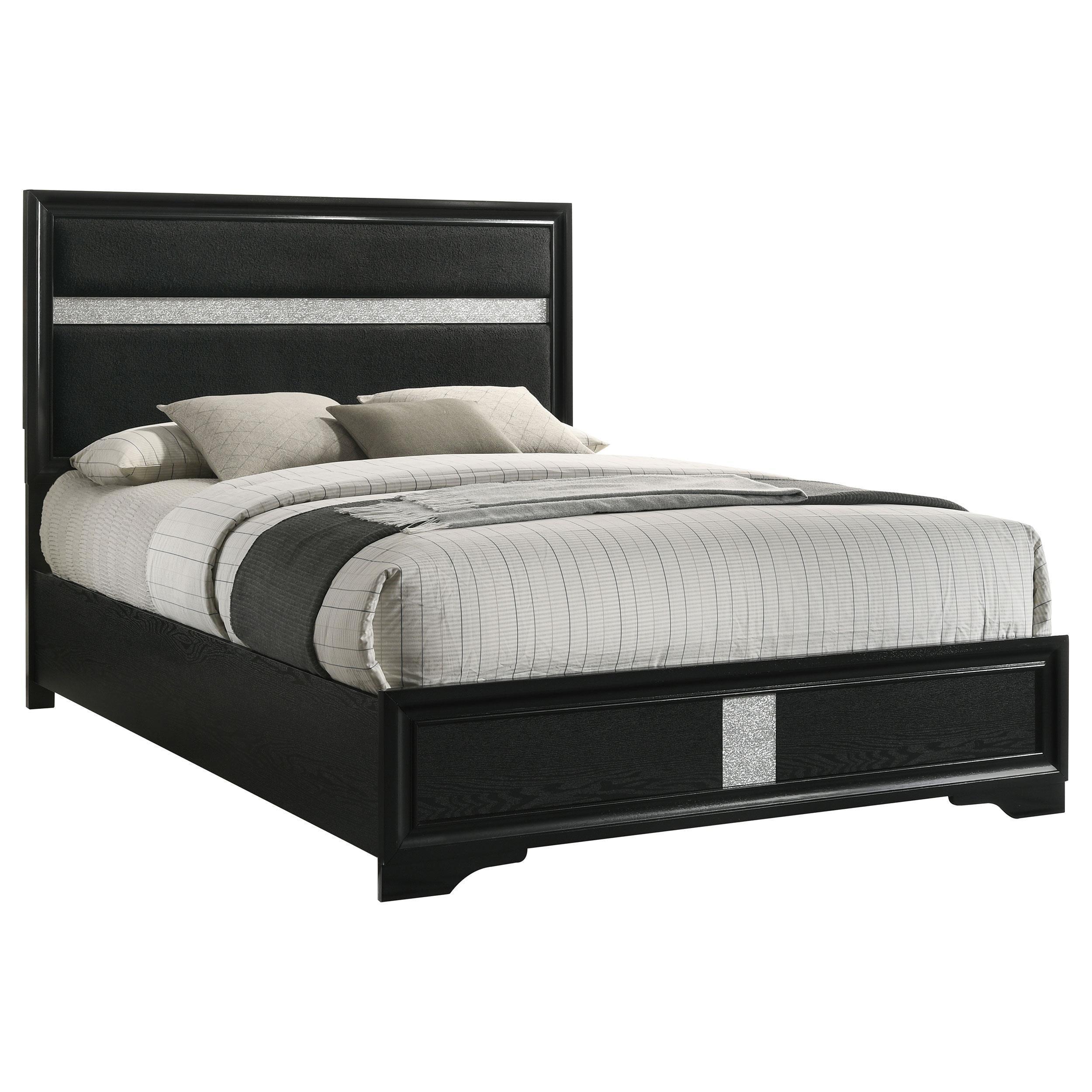 MIRANDA COLLECTION Miranda 55-inch Upholstered King Panel Bed Black - Image 3