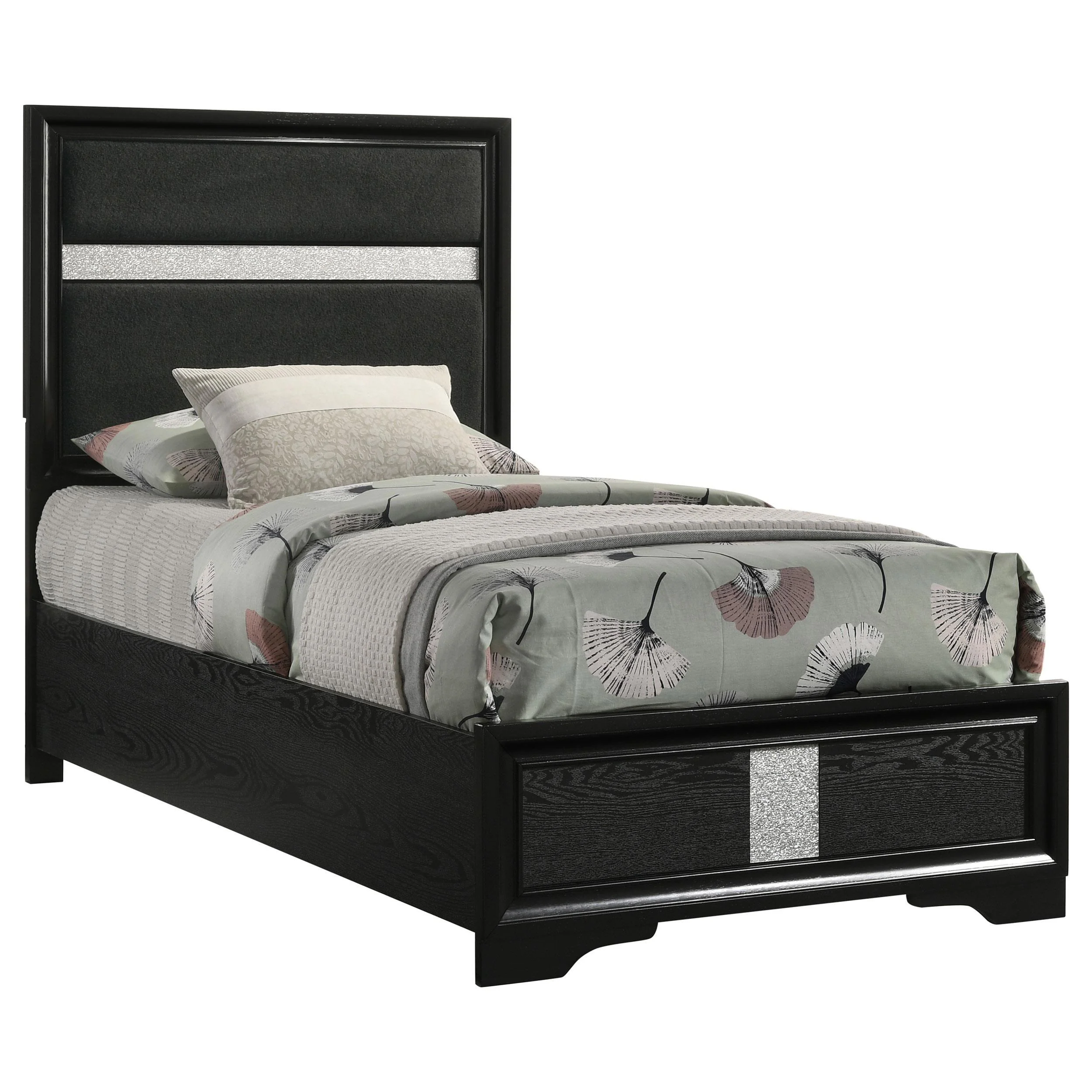 Miranda 54-inch Upholstered Twin Panel Bed Black - Image 3