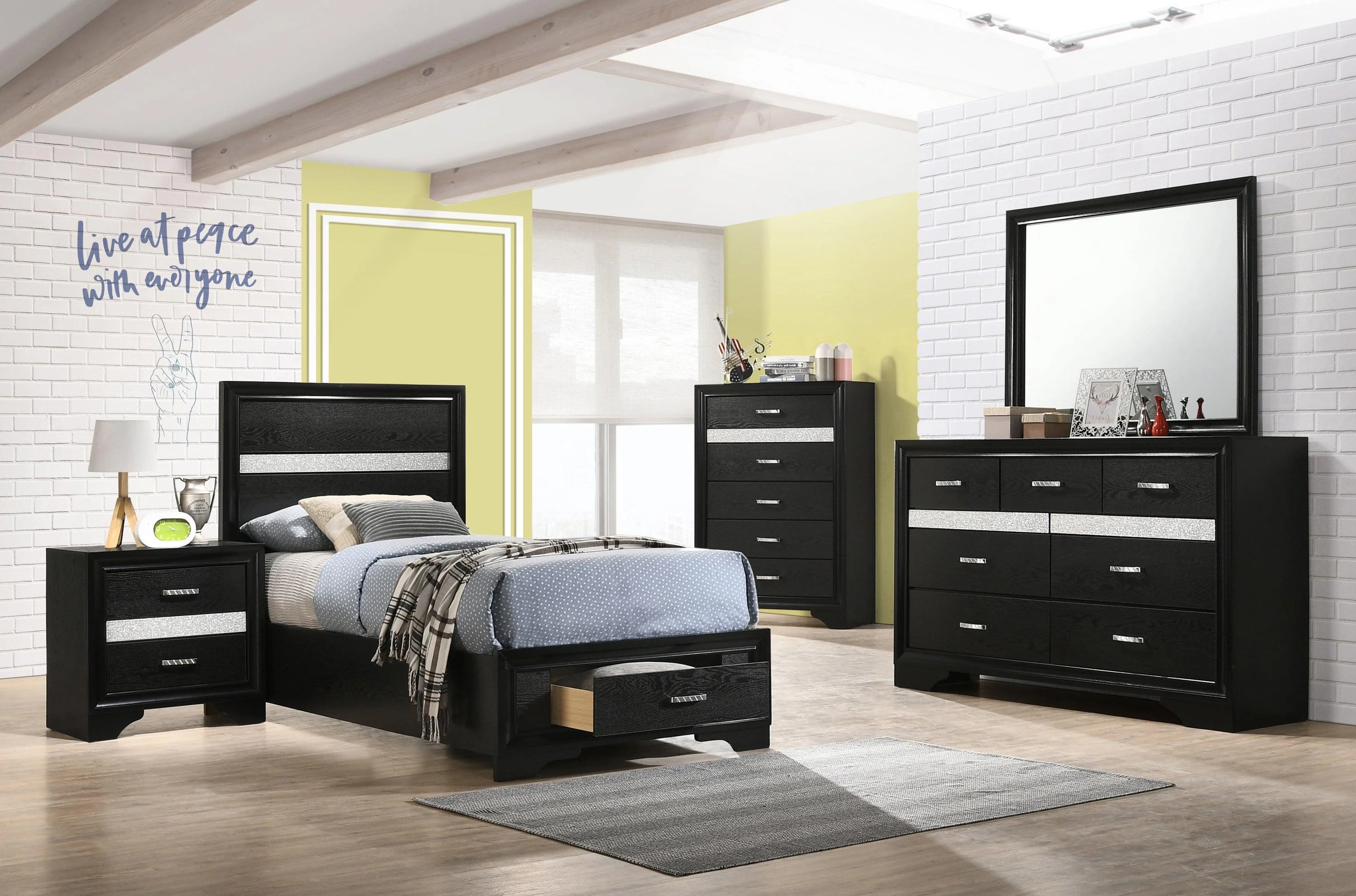 Miranda Twin Storage Bed Black - Image 2