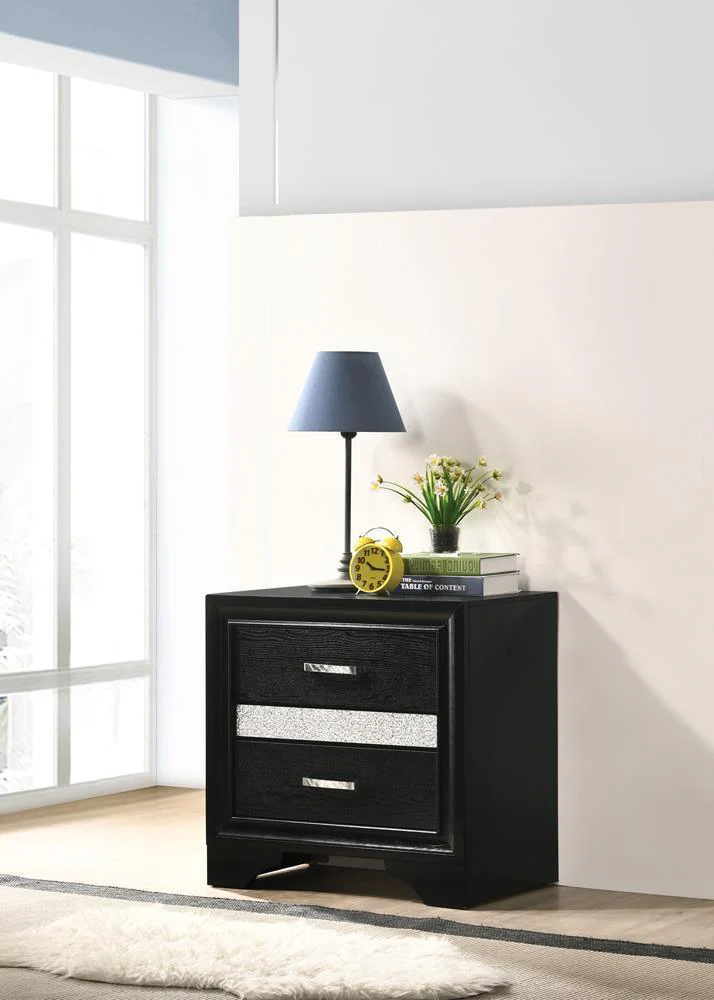 Miranda 2 Drawer Nightstand Tray Black - Image 1
