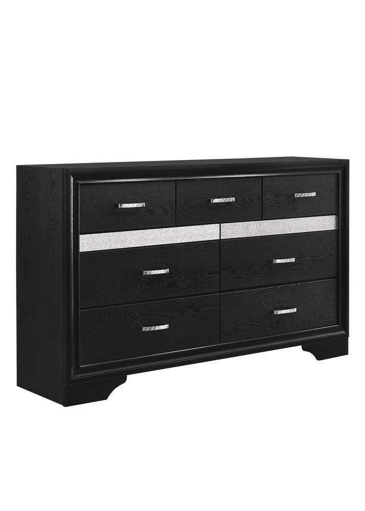 Miranda 7 Drawer Dresser Black Rhinestone - Image 3
