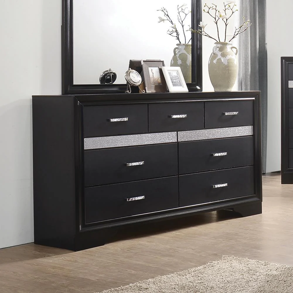 Miranda 7 Drawer Dresser Black Rhinestone - Image 2