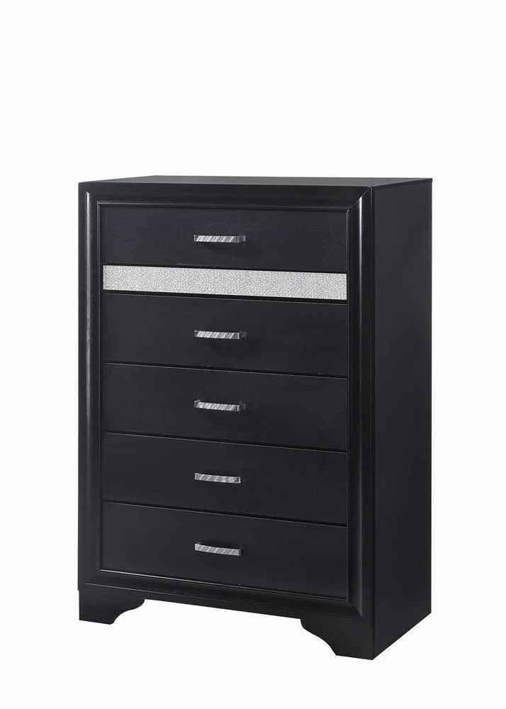 Miranda 5 Drawer Chest Black Rhinestone - Image 2