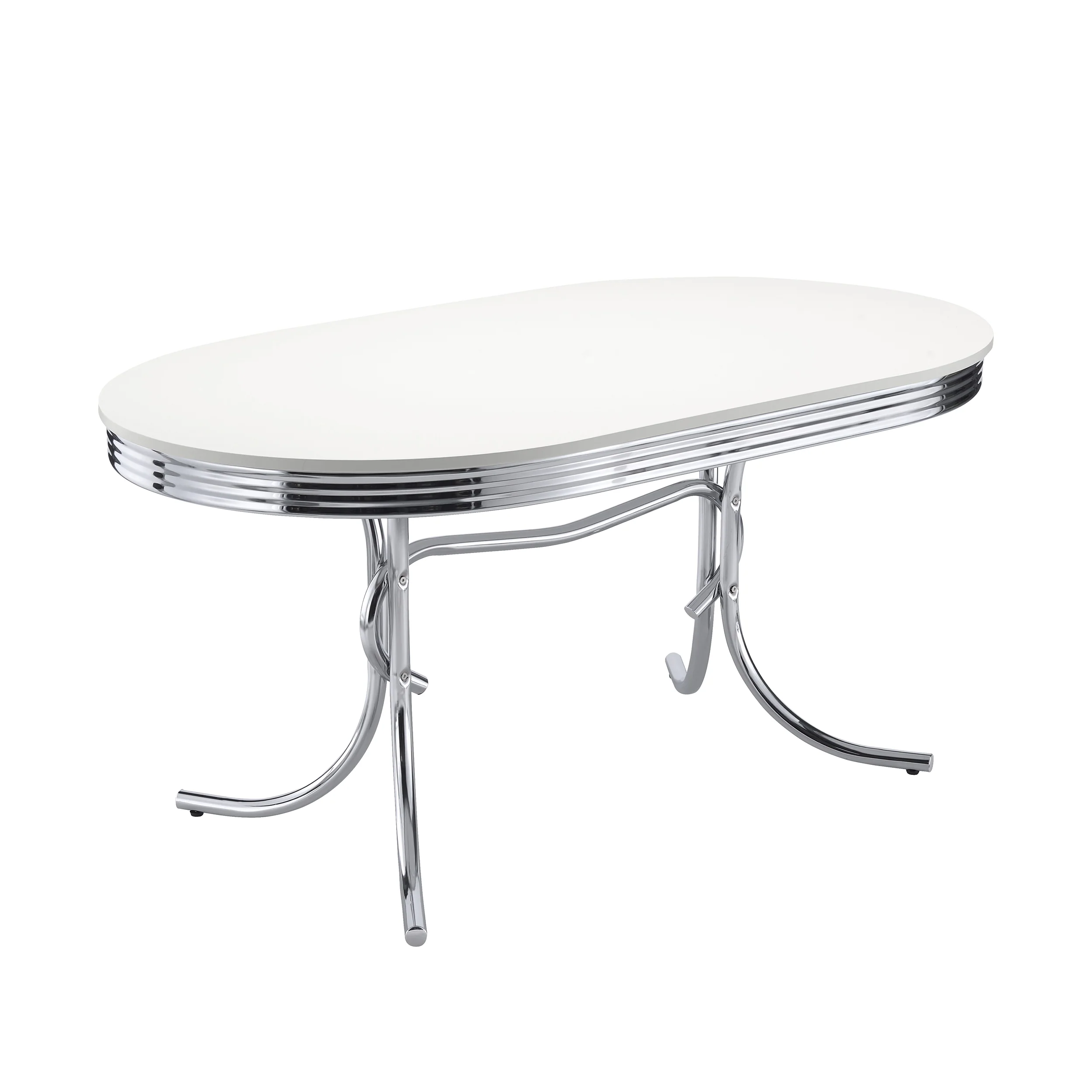 Retro White Black Oval Dining Room Set - Image 3