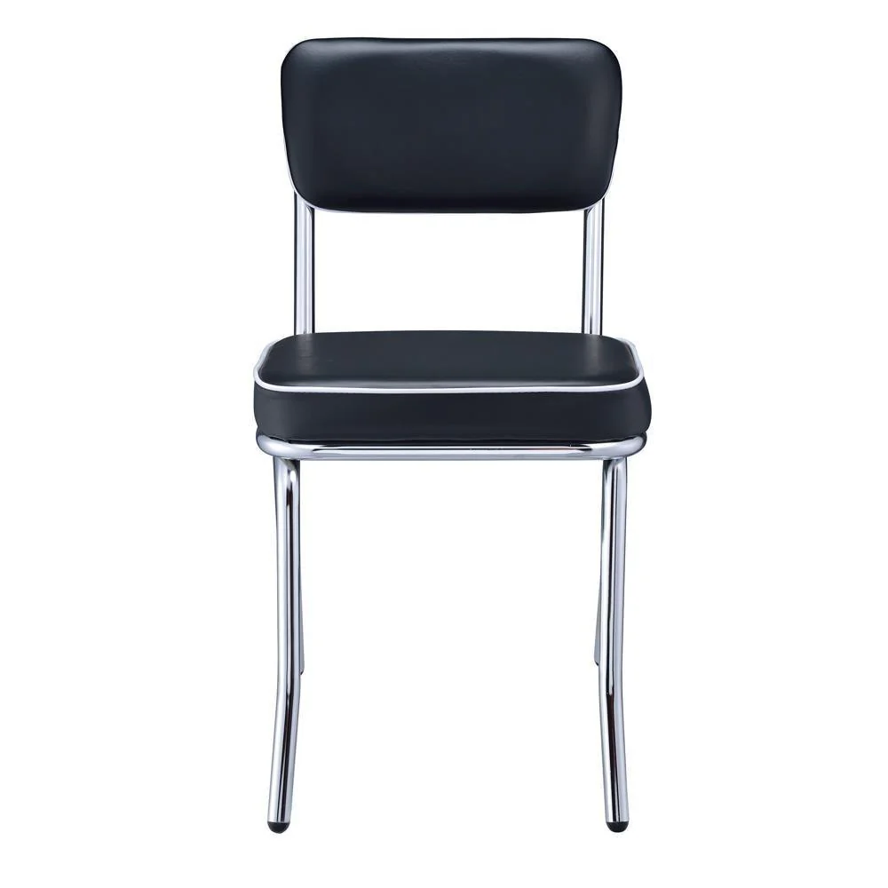 Retro Open Back Side Chairs Black Chrome (Set of 2) - Image 2