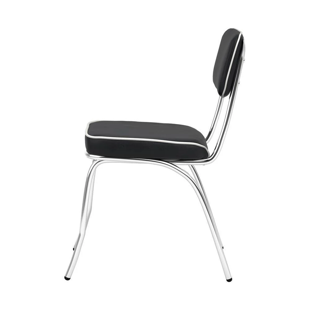 Retro Open Back Side Chairs Black Chrome (Set of 2) - Image 3