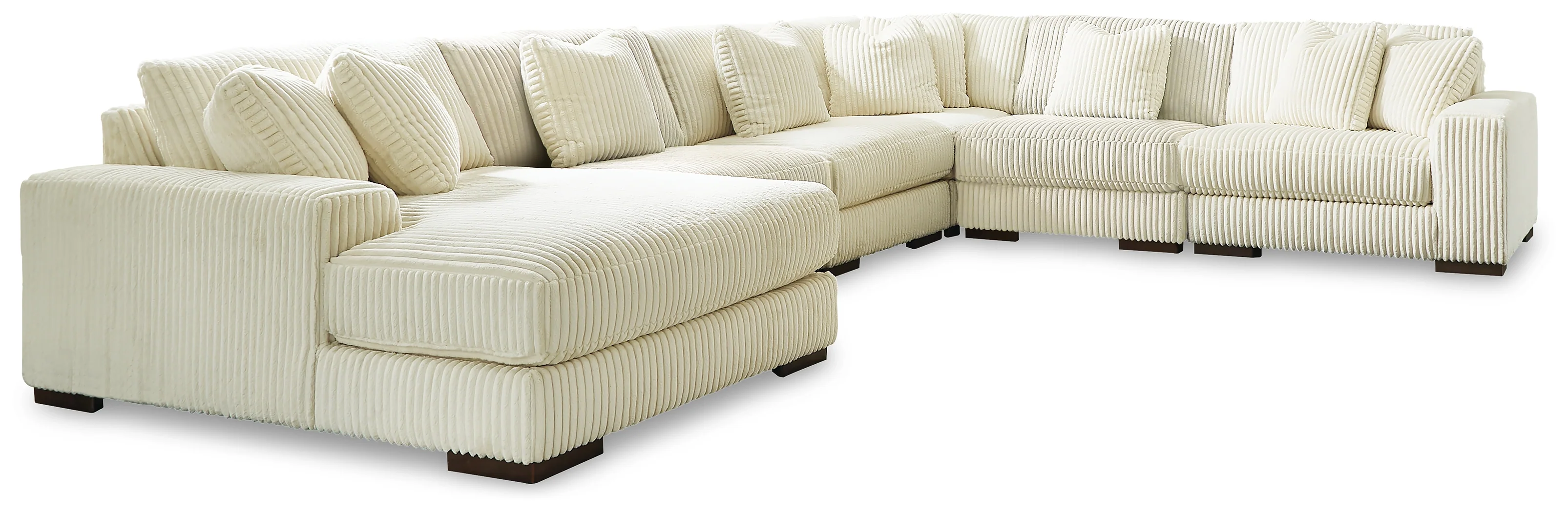 Lindyn Ivory Velvet 6-Piece Sectional with Chaise - Image 2