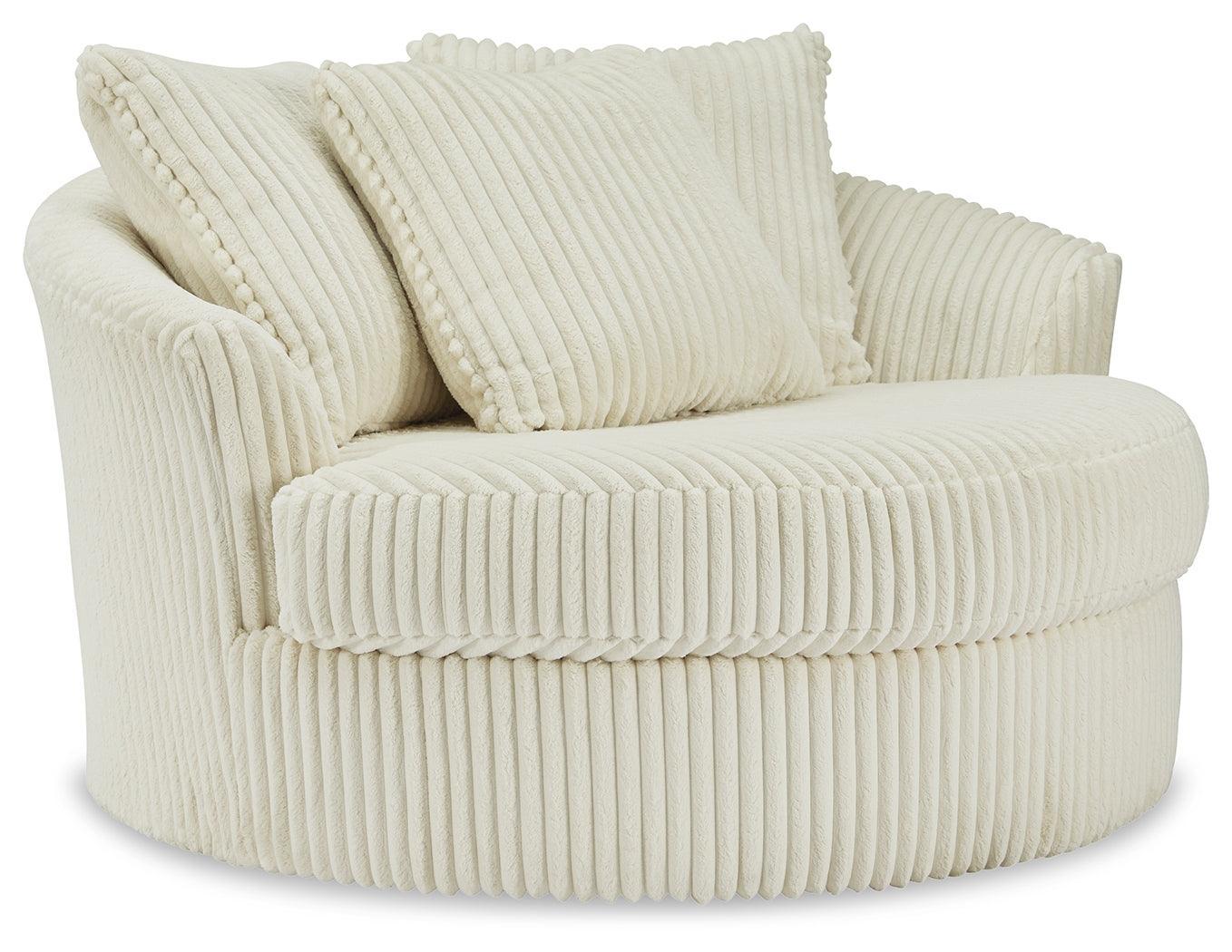 Lindyn Ivory Velvet Oversized Swivel Accent Chair - Image 2