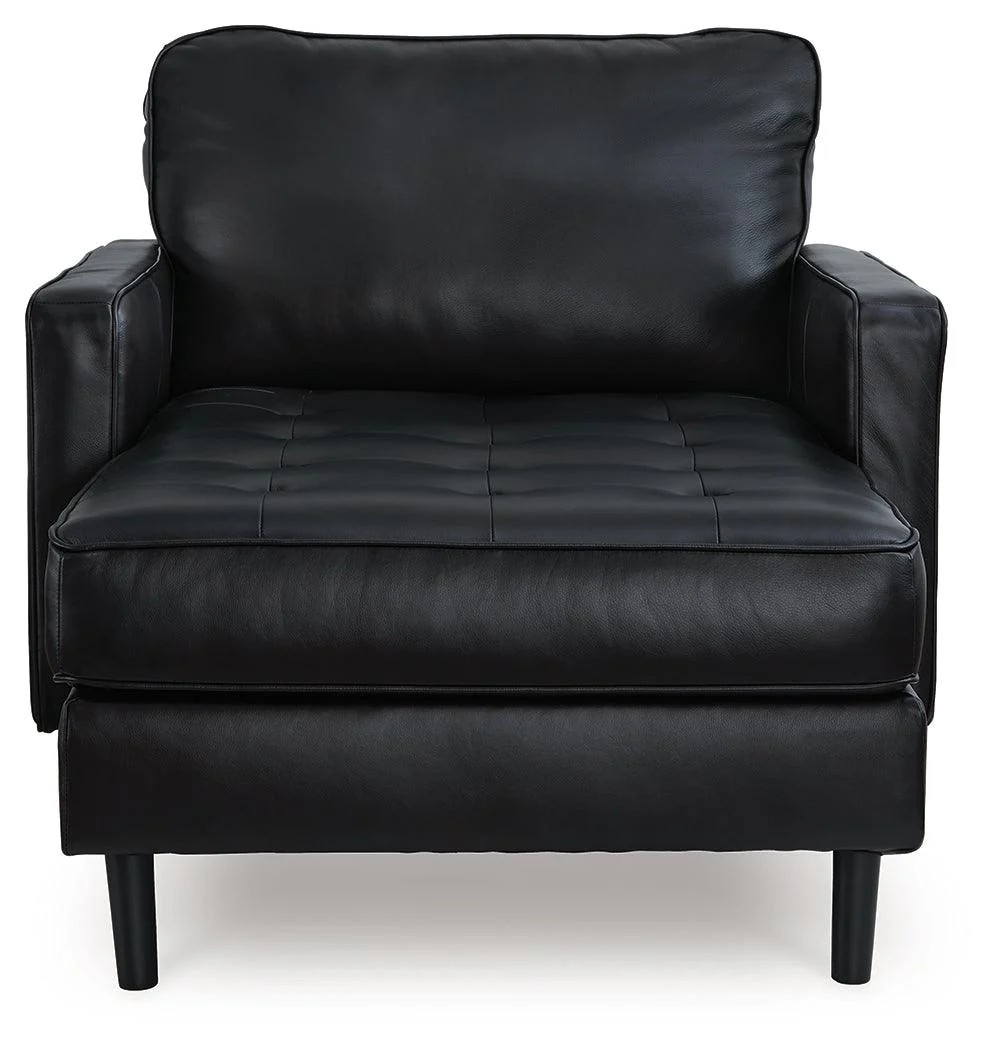 Bryceview Onyx Leather Chaise - Image 3