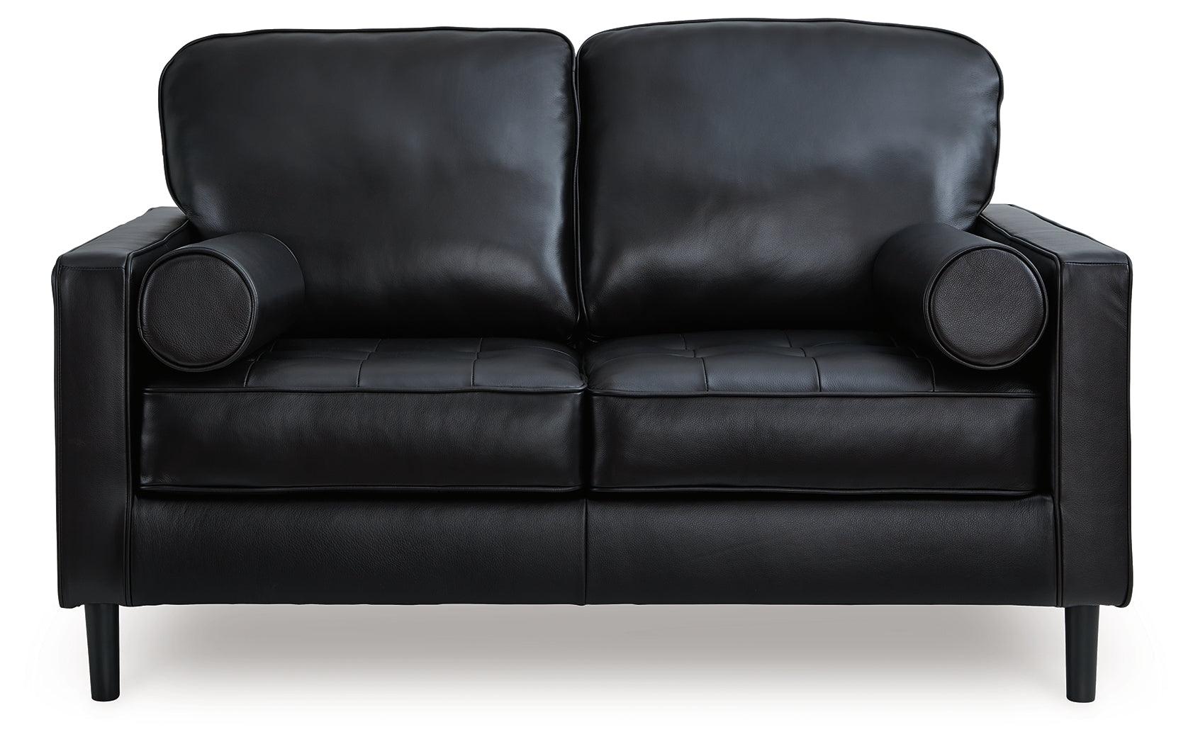Bryceview Onyx Leather Loveseat - Image 1
