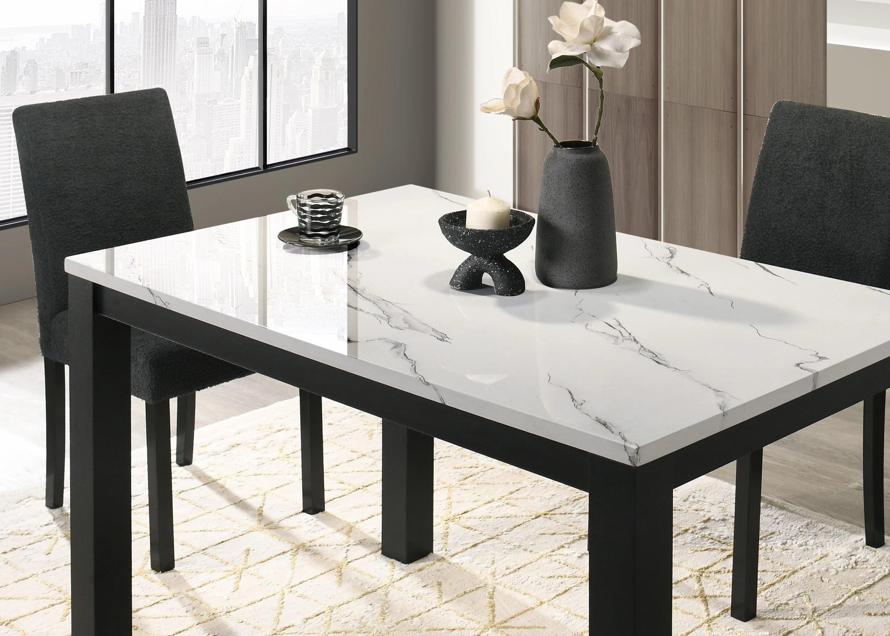 Resia Black White Rectangular Dining Room Set - Image 3