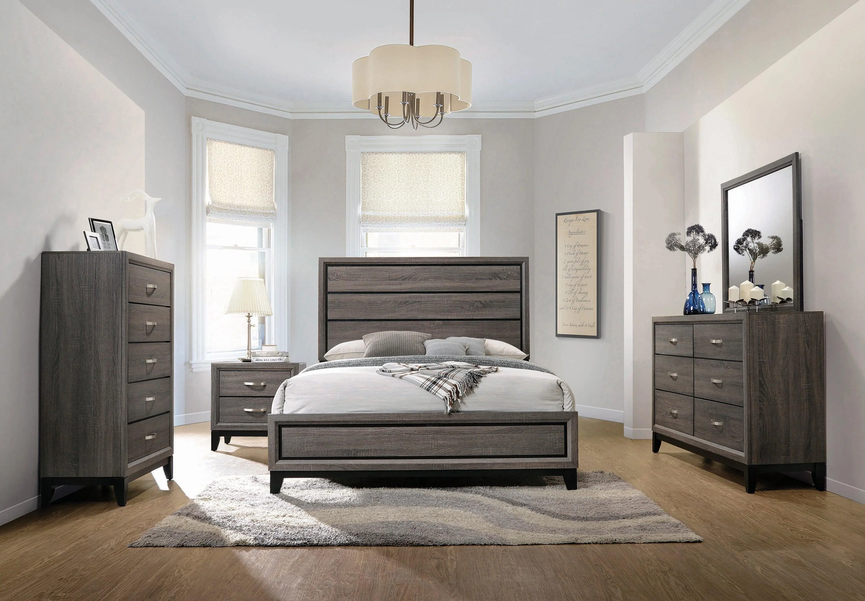 Watson 5 Drawer Chest Gray Oak Black - Image 3