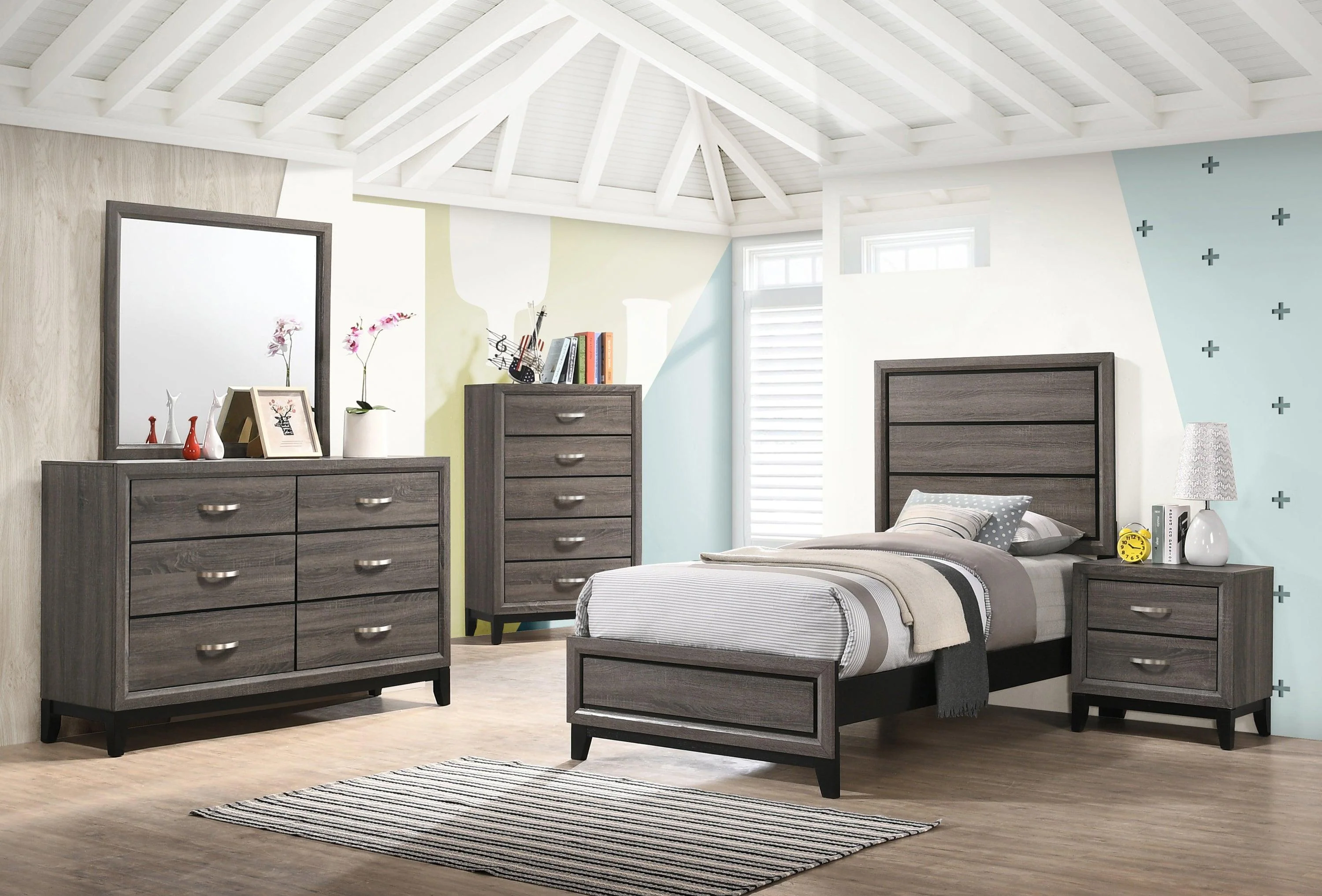 Watson Twin Panel Bed Gray Oak - Image 3