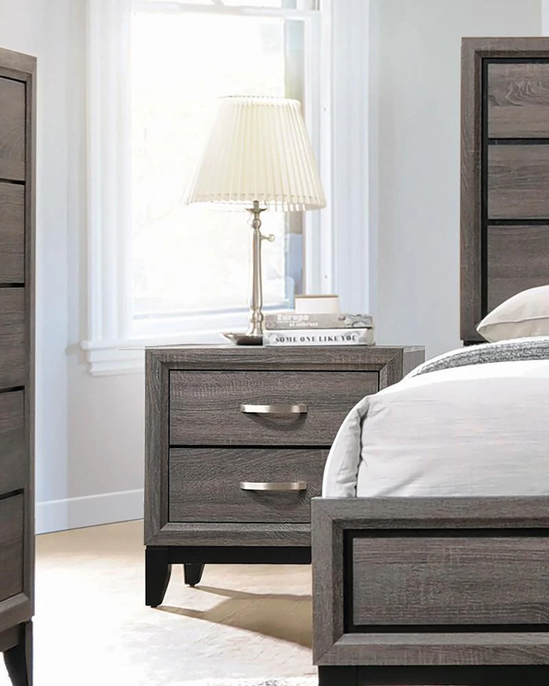 Watson 2 Drawer Nightstand Gray Oak Black - Image 1