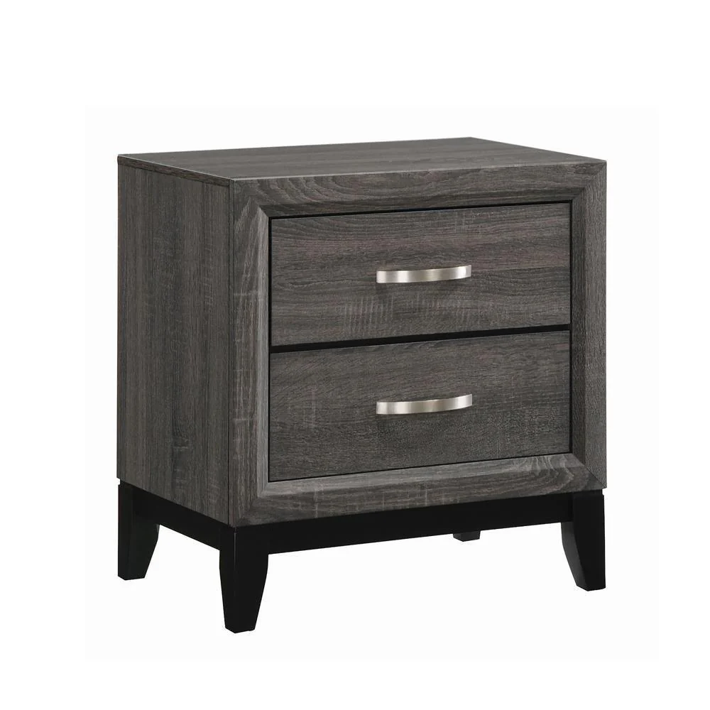 Watson 2 Drawer Nightstand Gray Oak Black - Image 2