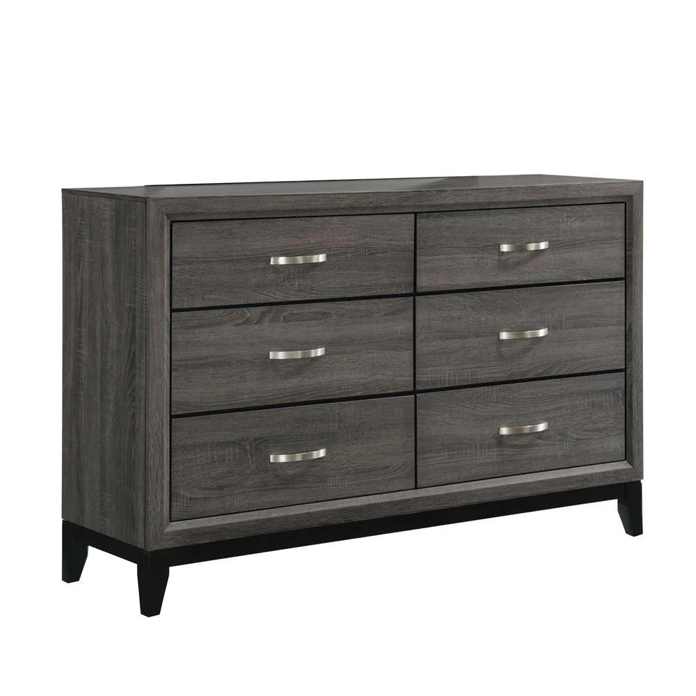 Watson 6 Drawer Dresser Gray Oak Black - Image 2