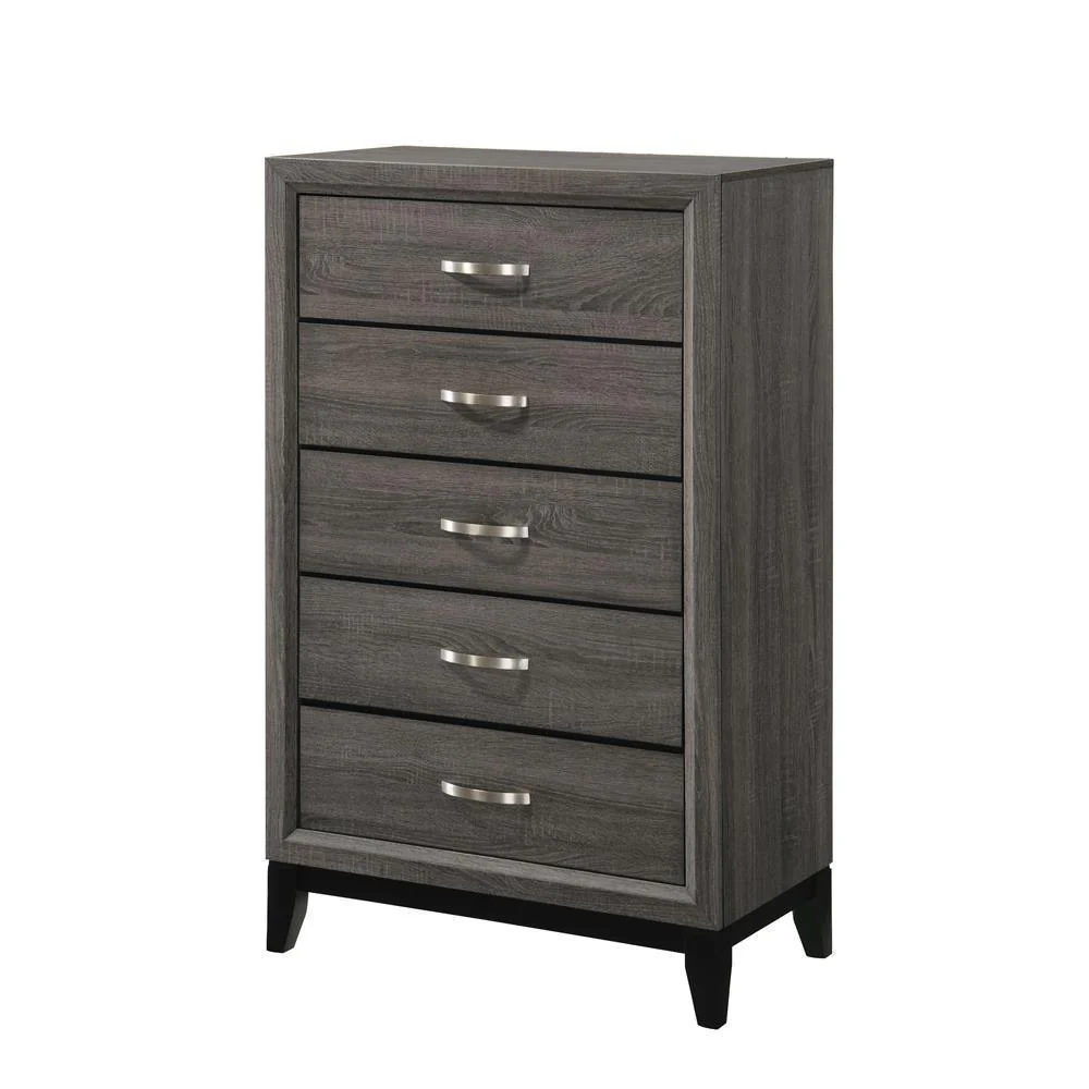 Watson 5 Drawer Chest Gray Oak Black - Image 2