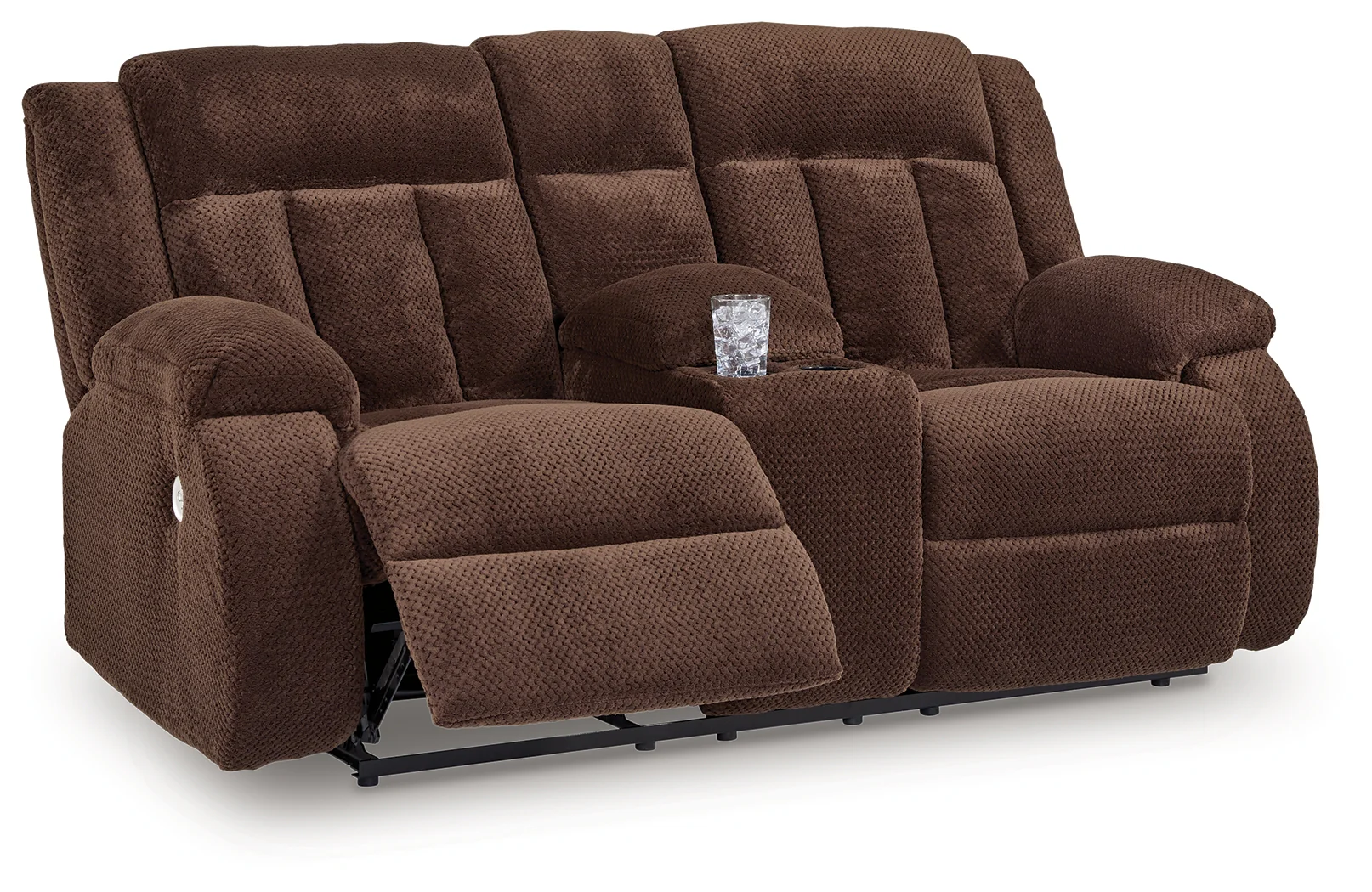 Observation Chocolate Velvet Power Reclining Loveseat with Console - Image 2