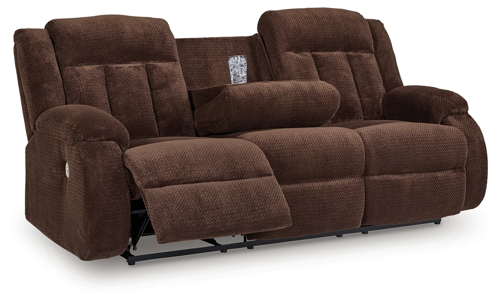 Observation Chocolate Velvet Power Reclining Sofa with Drop Down Table - Image 2