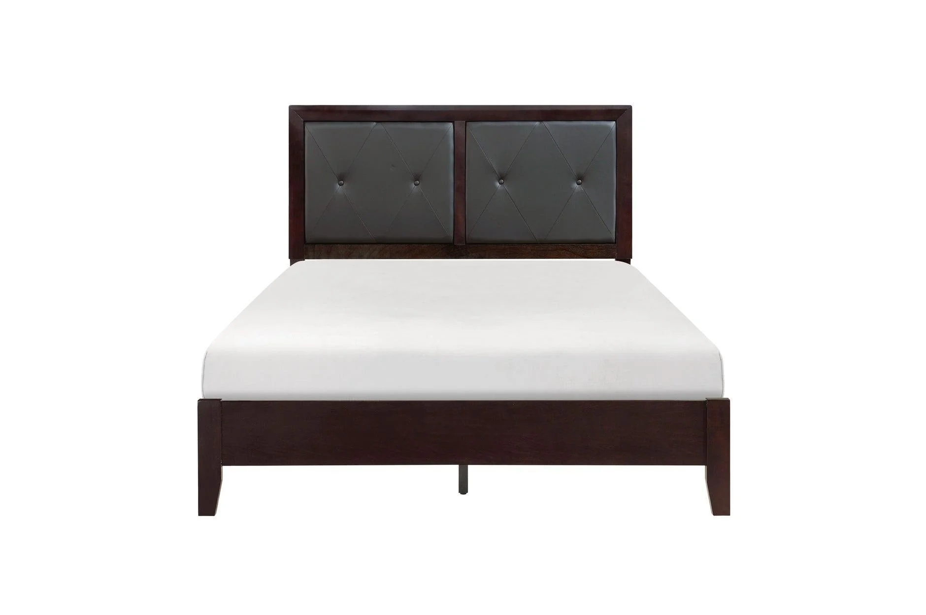 Edina Espresso Faux Leather Tufted Platform Bedroom Set - Image 3