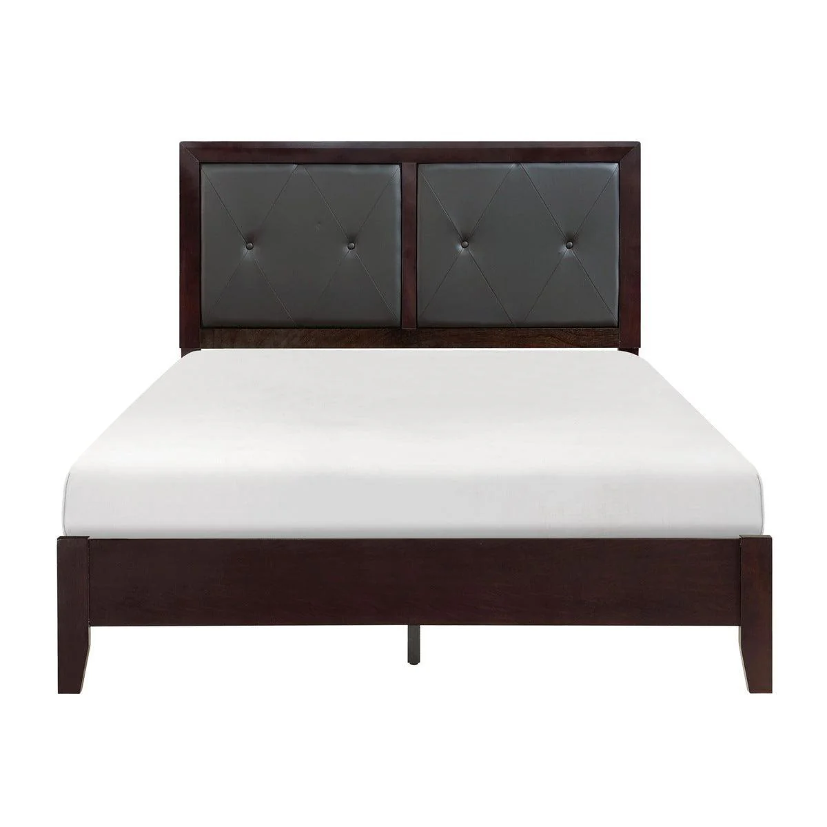 Edina Espresso Faux Leather Tufted Panel Queen Bed - Image 1
